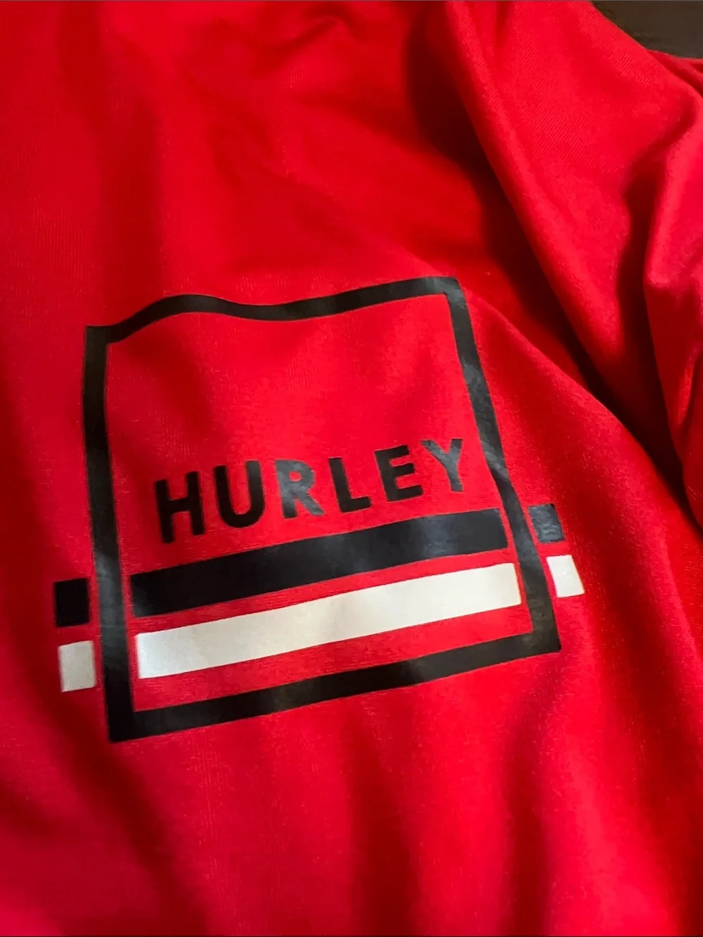 Hurley Men's Long Sleeve Athletic Tee in Bright Red with Sleeve Graphics